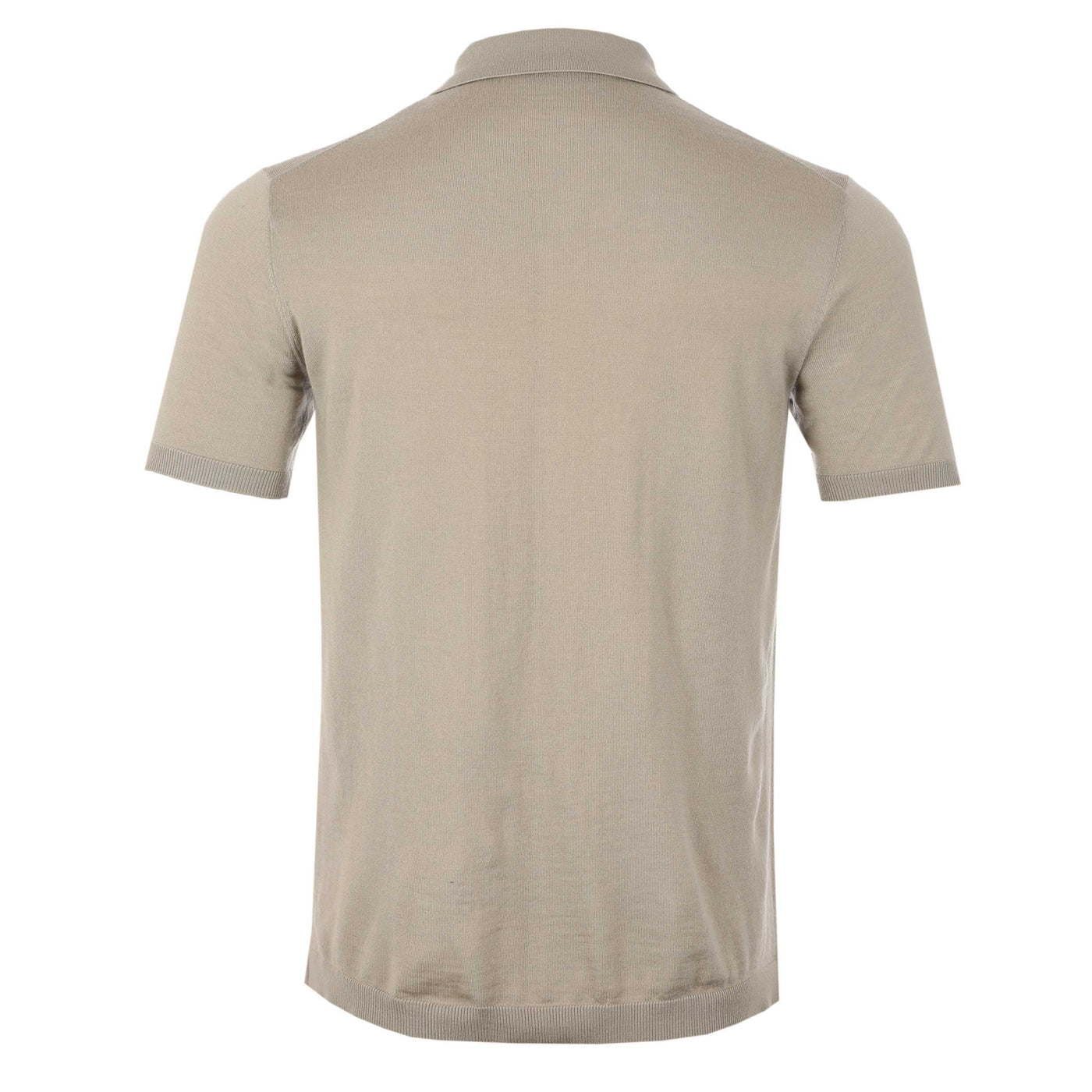 Thomas Maine Button Thru Knitted Polo in Beige Back