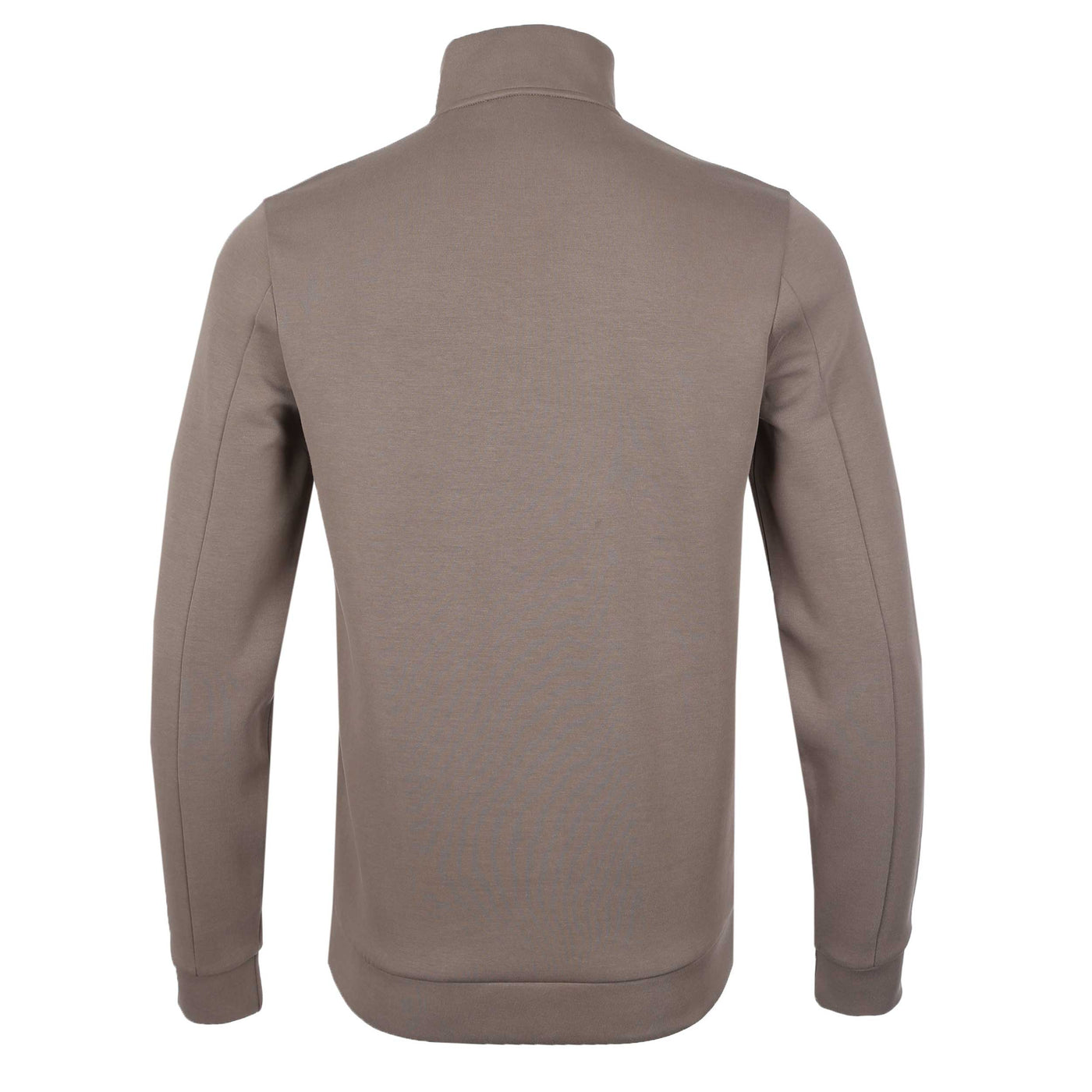 Thomas Maine Interlock 1/4 Zip Sweatshirt in Light Brown Back