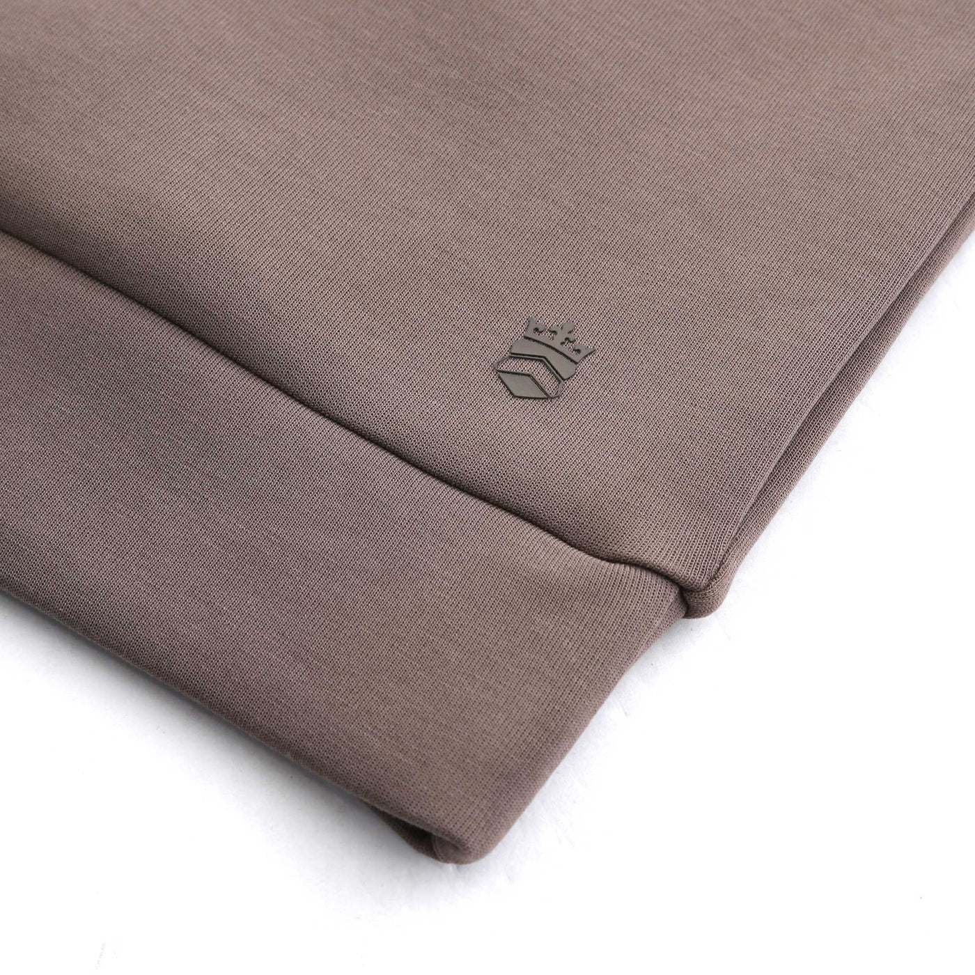 Thomas Maine Interlock 1/4 Zip Sweatshirt in Light Brown Logo