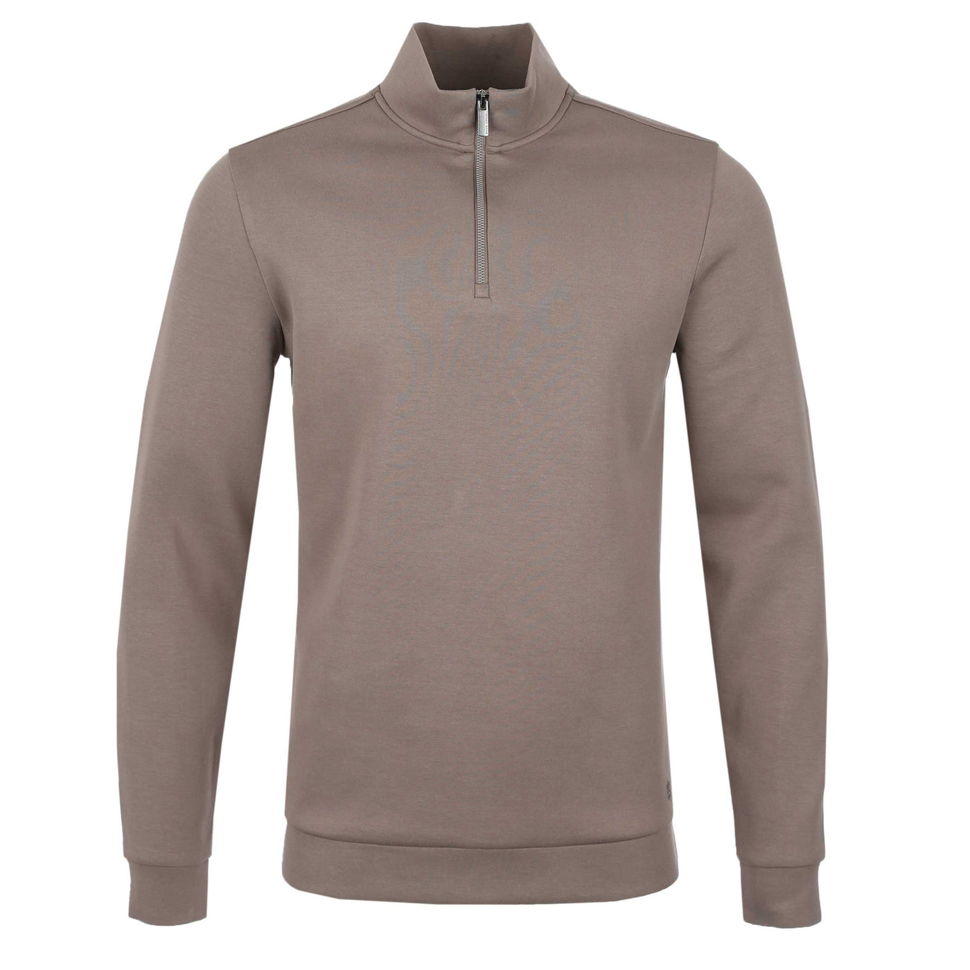 Thomas Maine Interlock 1/4 Zip Sweatshirt in Light Brown