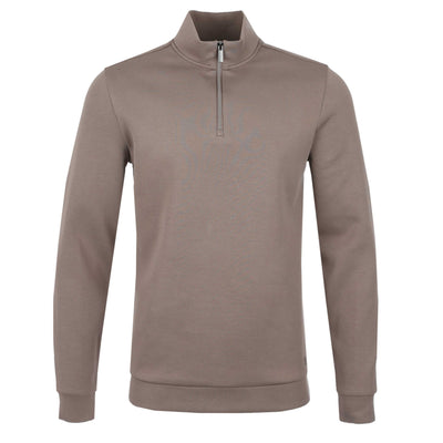 Thomas Maine Interlock 1/4 Zip Sweatshirt in Light Brown