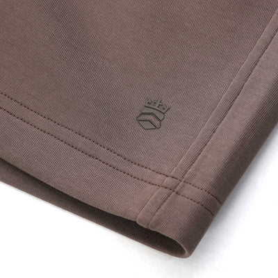 Thomas Maine Interlock Sweat Short in Light Brown Logo
