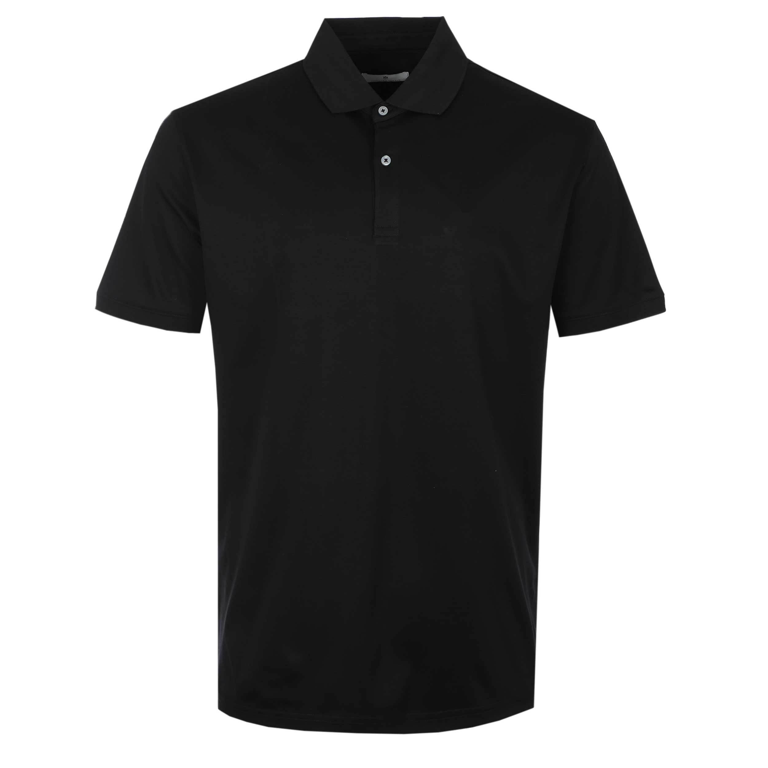 Thomas Maine Liquid Cotton 2 Button Polo Shirt in Black