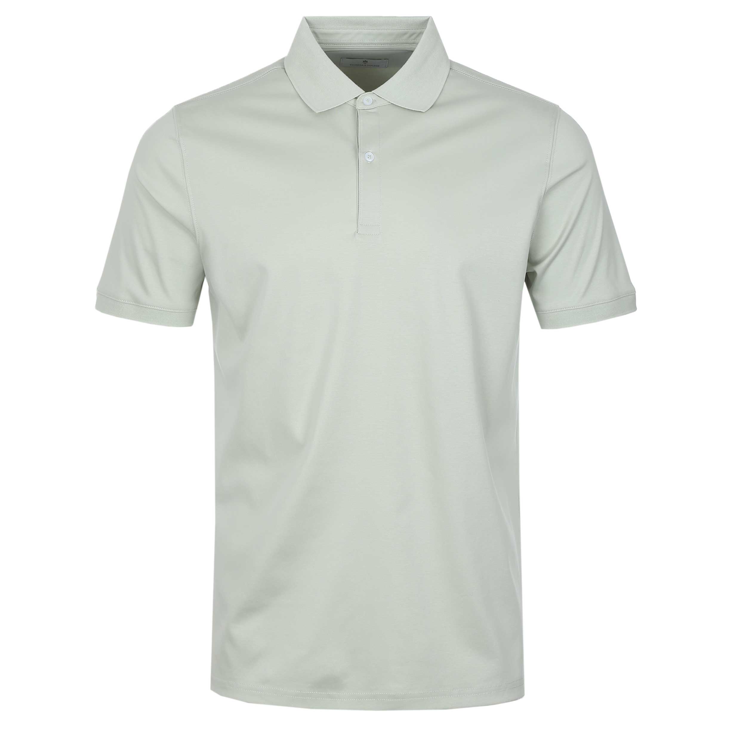 Thomas Maine Liquid Cotton 2 Button Polo Shirt in Sage Green