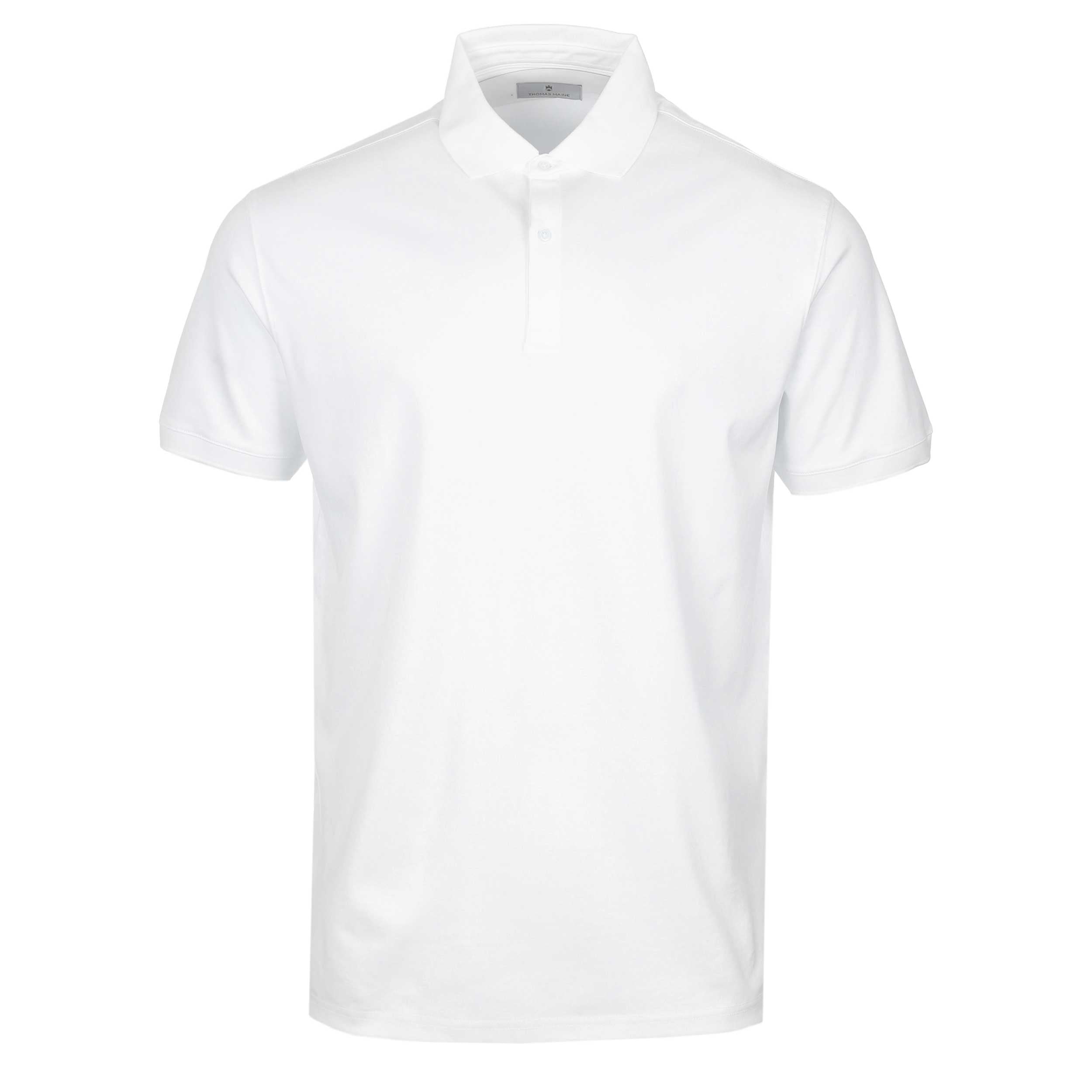 Thomas Maine Liquid Cotton 2 Button Polo Shirt in White
