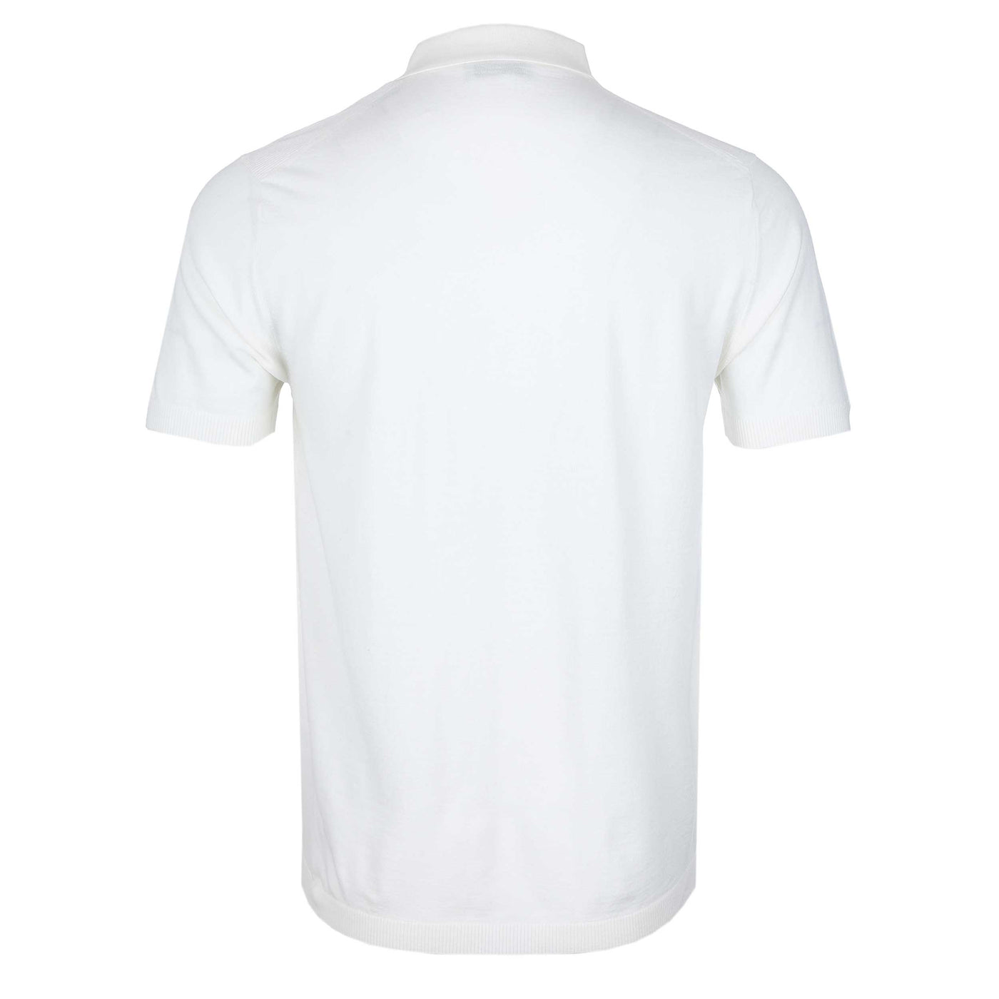 Thomas Maine Merino Zip Knit Polo in Off White Back