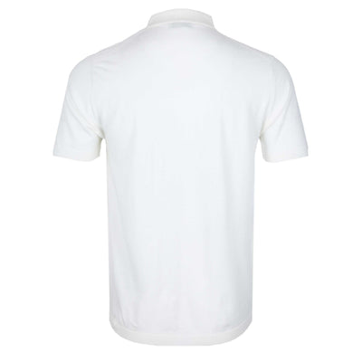 Thomas Maine Merino Zip Knit Polo in Off White Back
