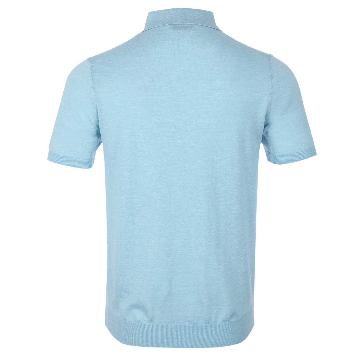 Thomas Maine Silk Linen Mix 3 Button Knit Polo in Sky Blue Back