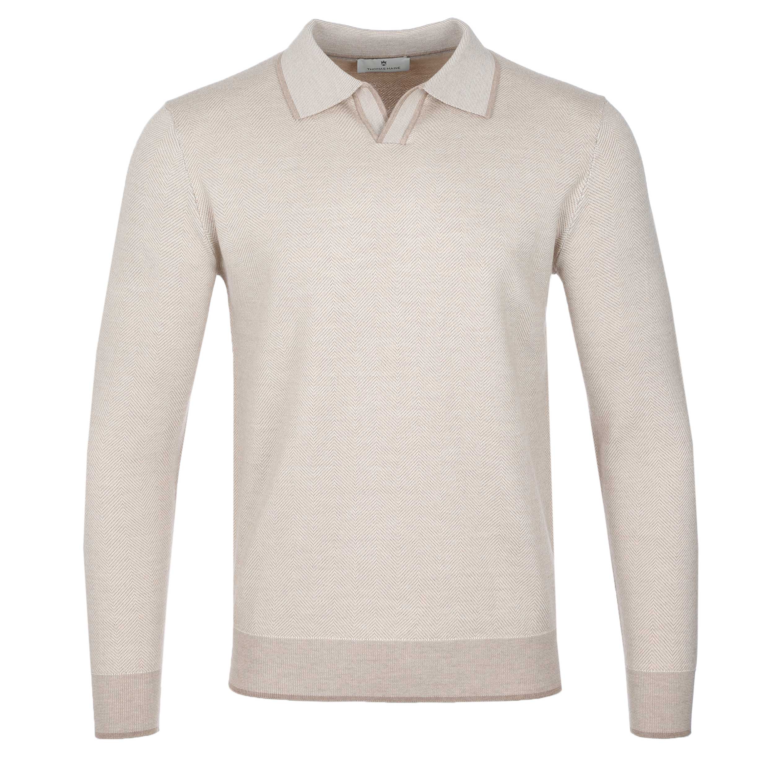 Thomas Maine Skipper Collar Knitwear in Beige