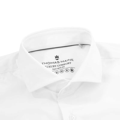 Thomas Maine Tech Luxe Stretch Shirt in White Collar