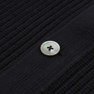 Thomas Maine Zip Thru Button Cardigan Knitwear in Navy Button