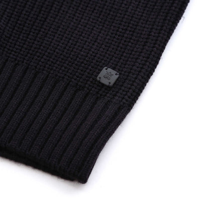 Thomas Maine Zip Thru Button Cardigan Knitwear in Navy Logo