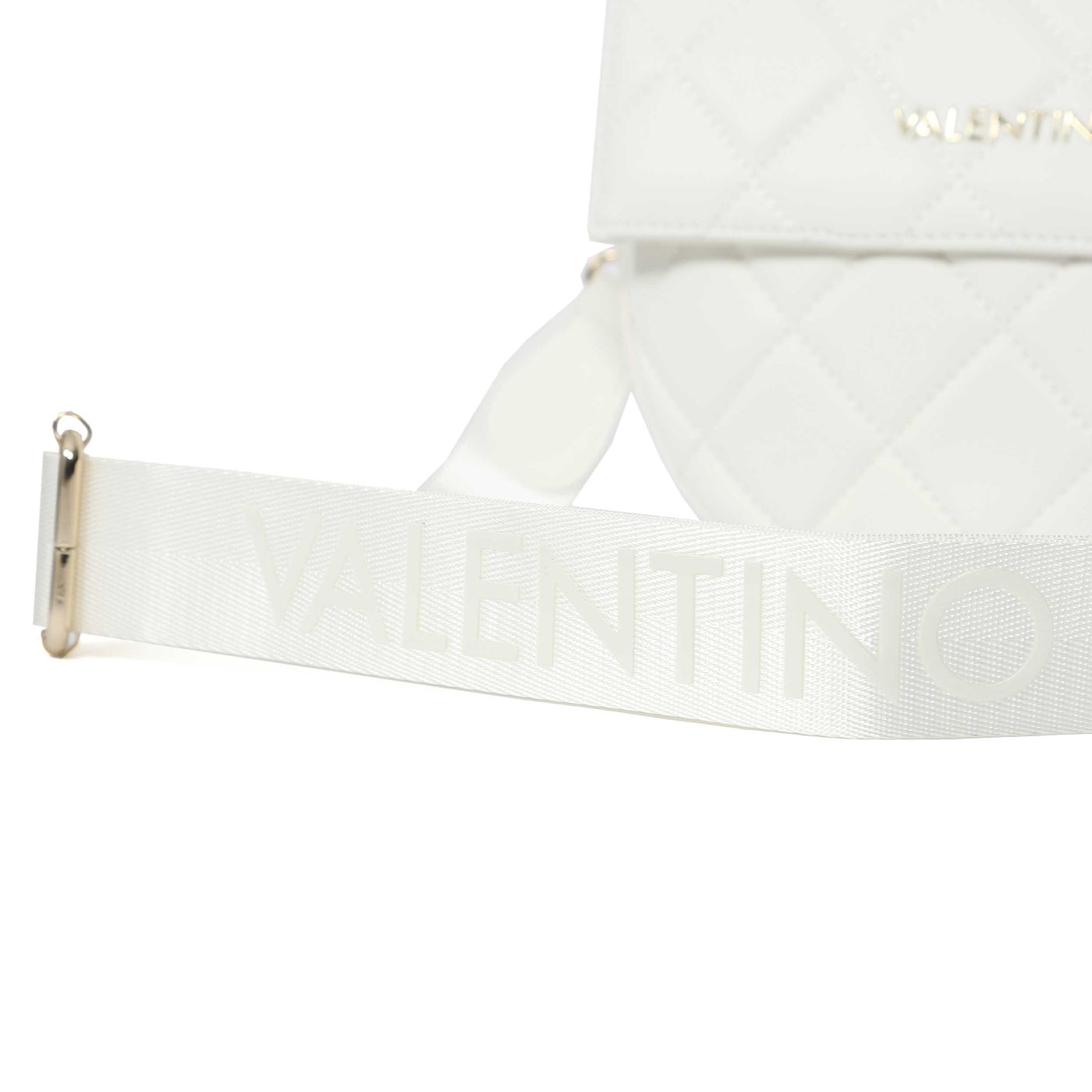 Valentino Bags Bigs Quilt Shoulder Bag in White Strap