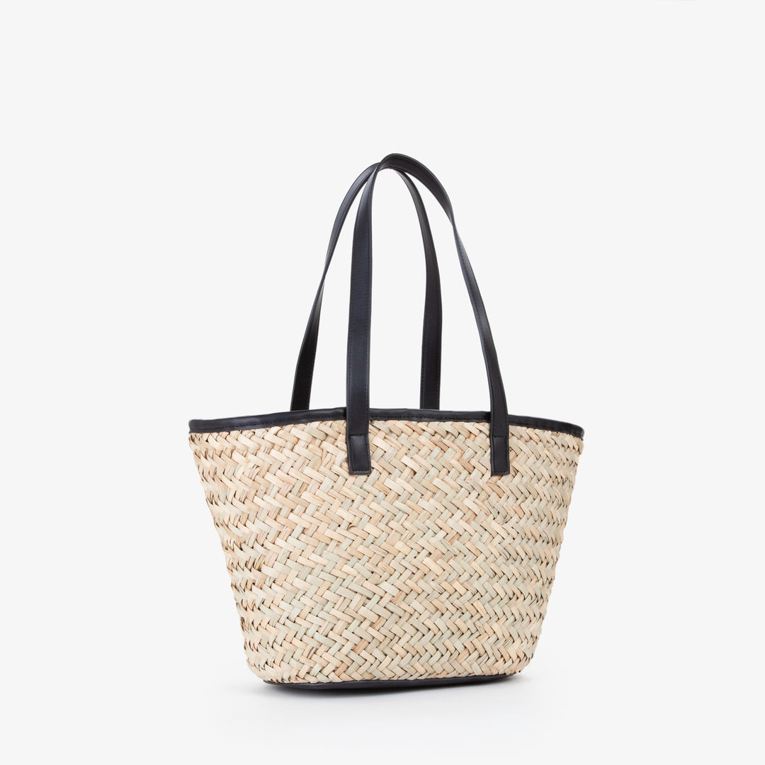 新作【Valentino Bags】SAMUELA ロゴ ストロートートバッグ Valentino Bags Samuela Ladies Shopper Bag in Natural & Black