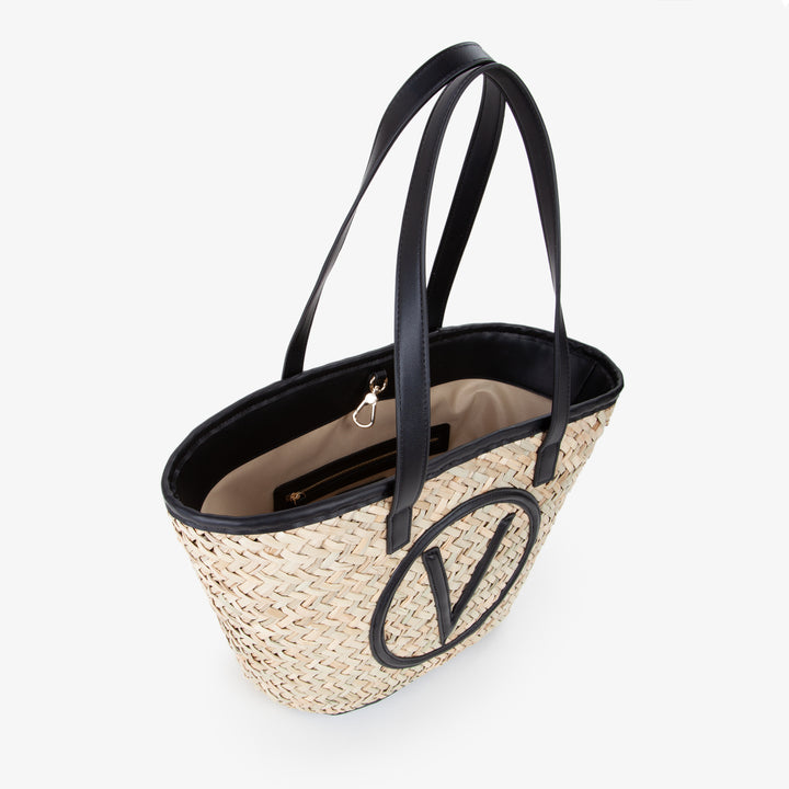 新作【Valentino Bags】SAMUELA ロゴ ストロートートバッグ Valentino Bags Samuela Tote bag bast beige/black - VBG90O01