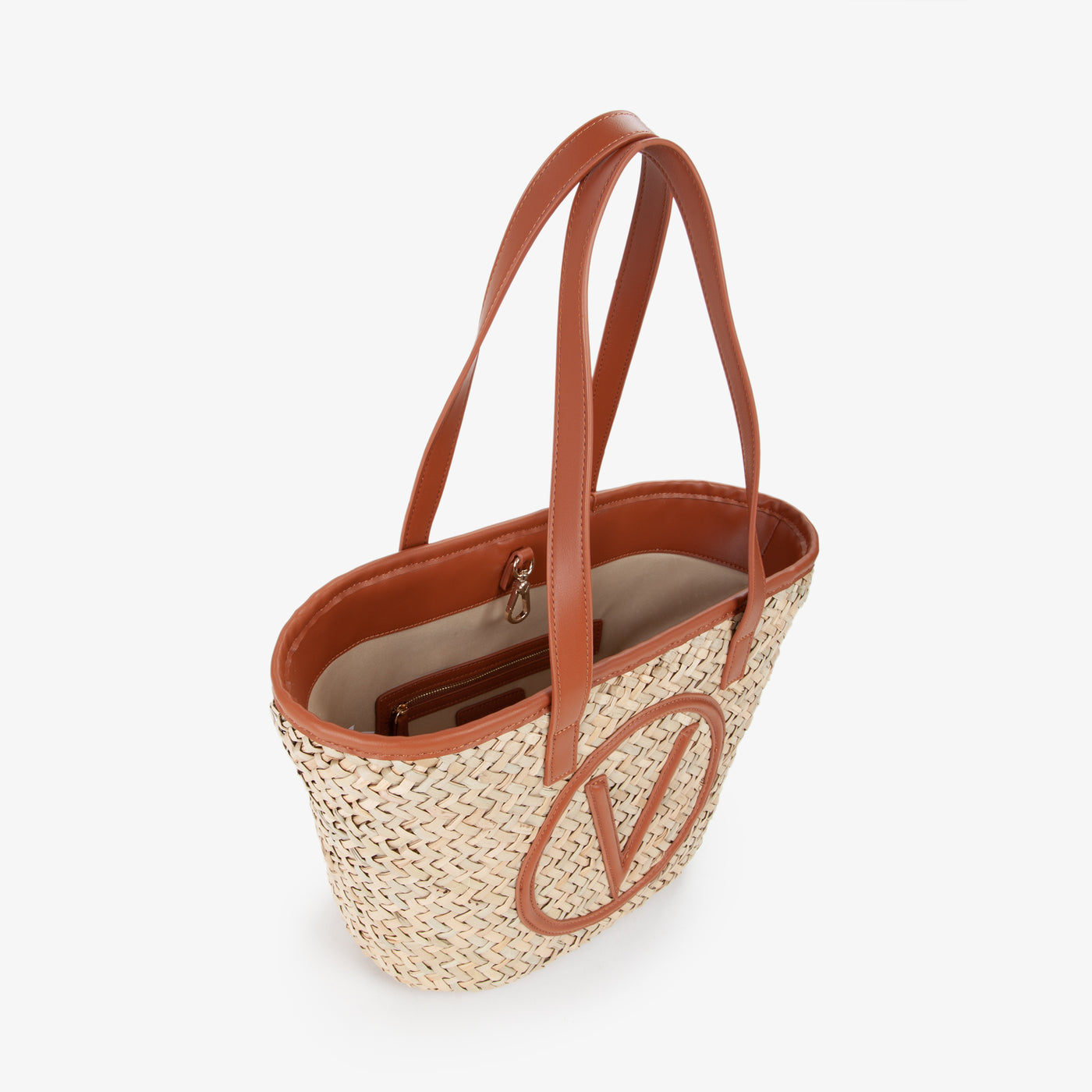 Valentino Bags Samuela Ladies Shopper Bag in Natural & Tan Inside
