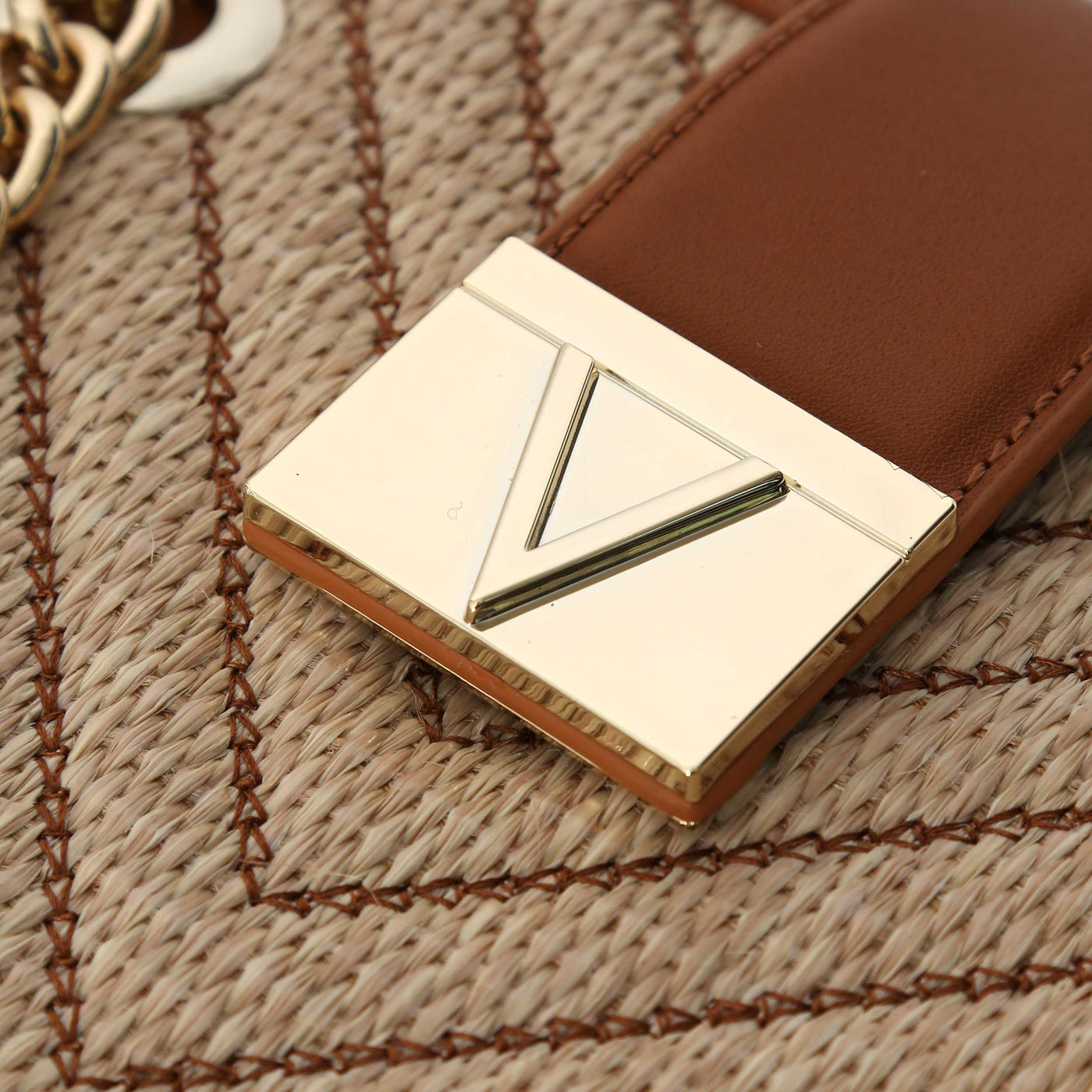 Valentino Bags Tribeca Ladies Shopper Bag in Natural & Tan Logo