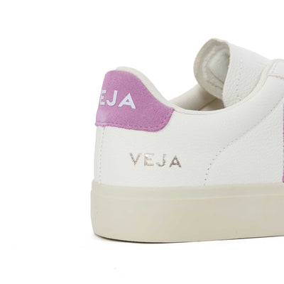 Veja Campo Ladies Trainer in Extra White & Mulberry Branding