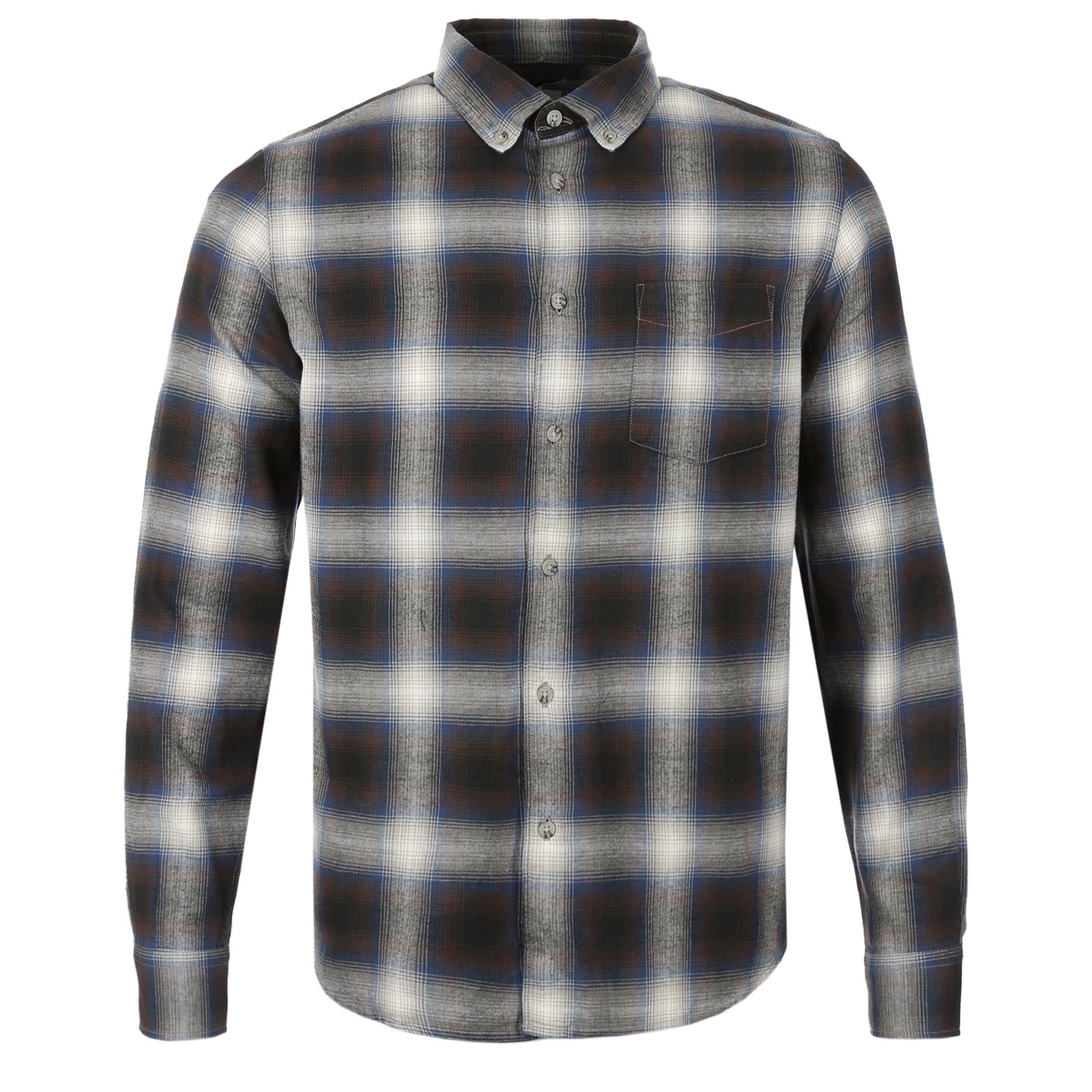 Woolrich Light Flannel Check Shirt in Grey Check