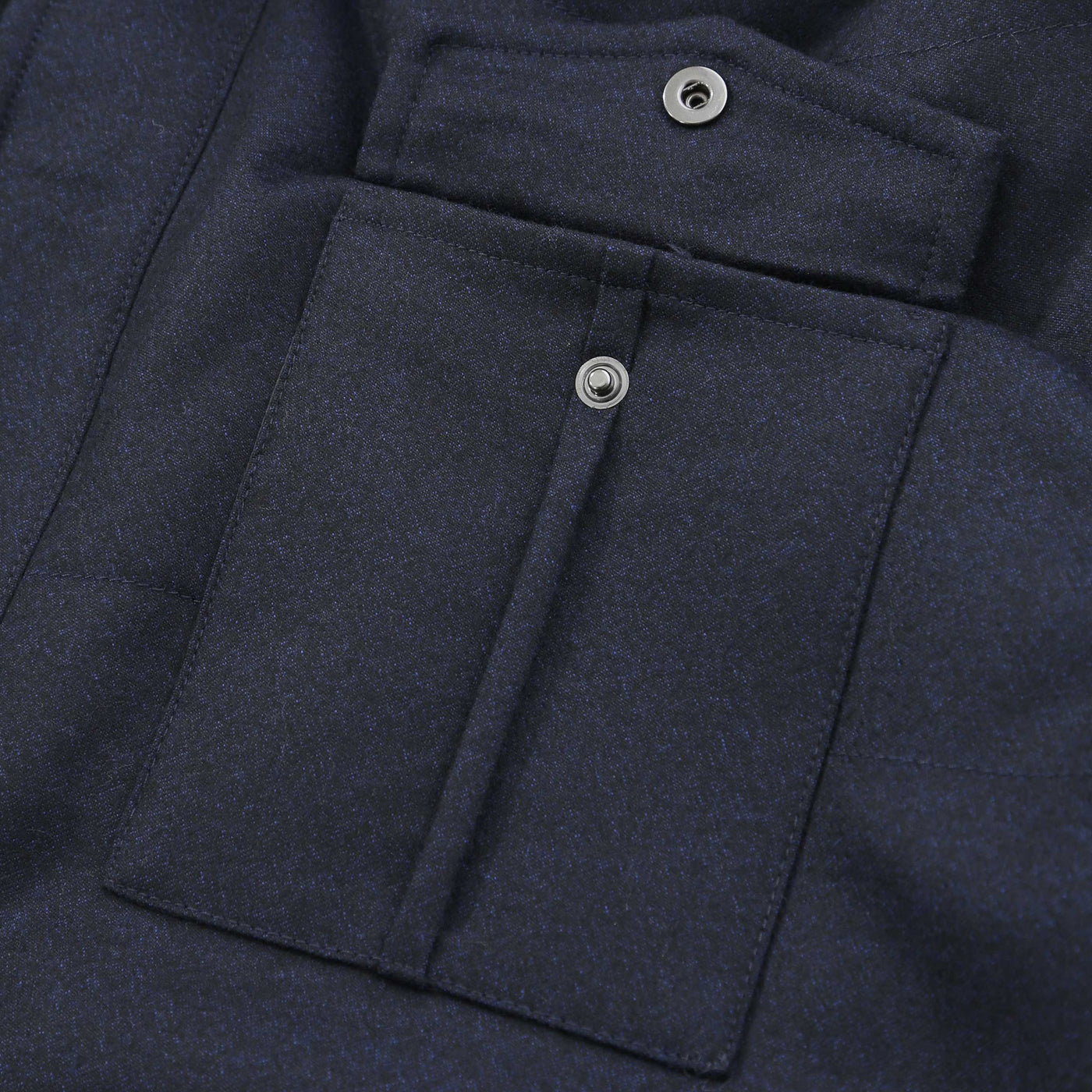 Canali Wool Flannel Jacket in Navy Pocket Detail