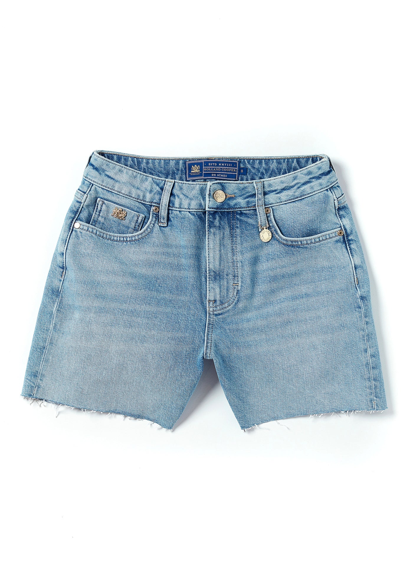 Holland Cooper High Rise Denim Short in Vintage Indigo Front