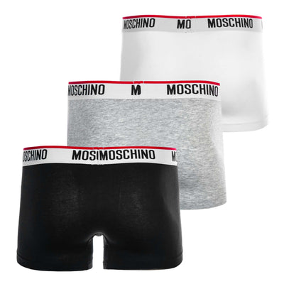 Moschino Underwear Tri Pack Boxers in Black, White & Grey Back