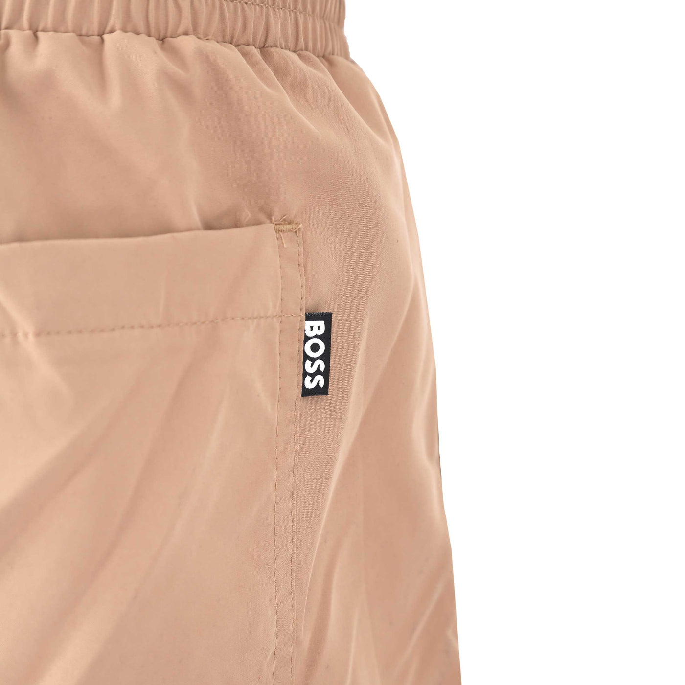 BOSS Dolphin Swim Short in Medium Beige Logo Tab