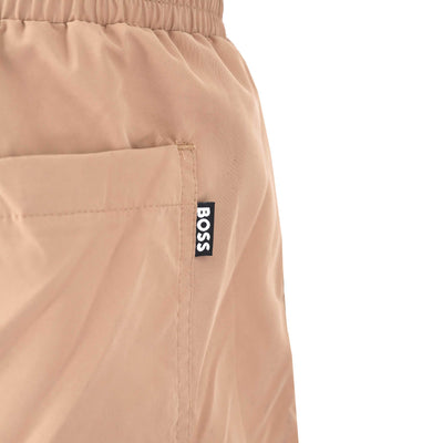 BOSS Dolphin Swim Short in Medium Beige Logo Tab