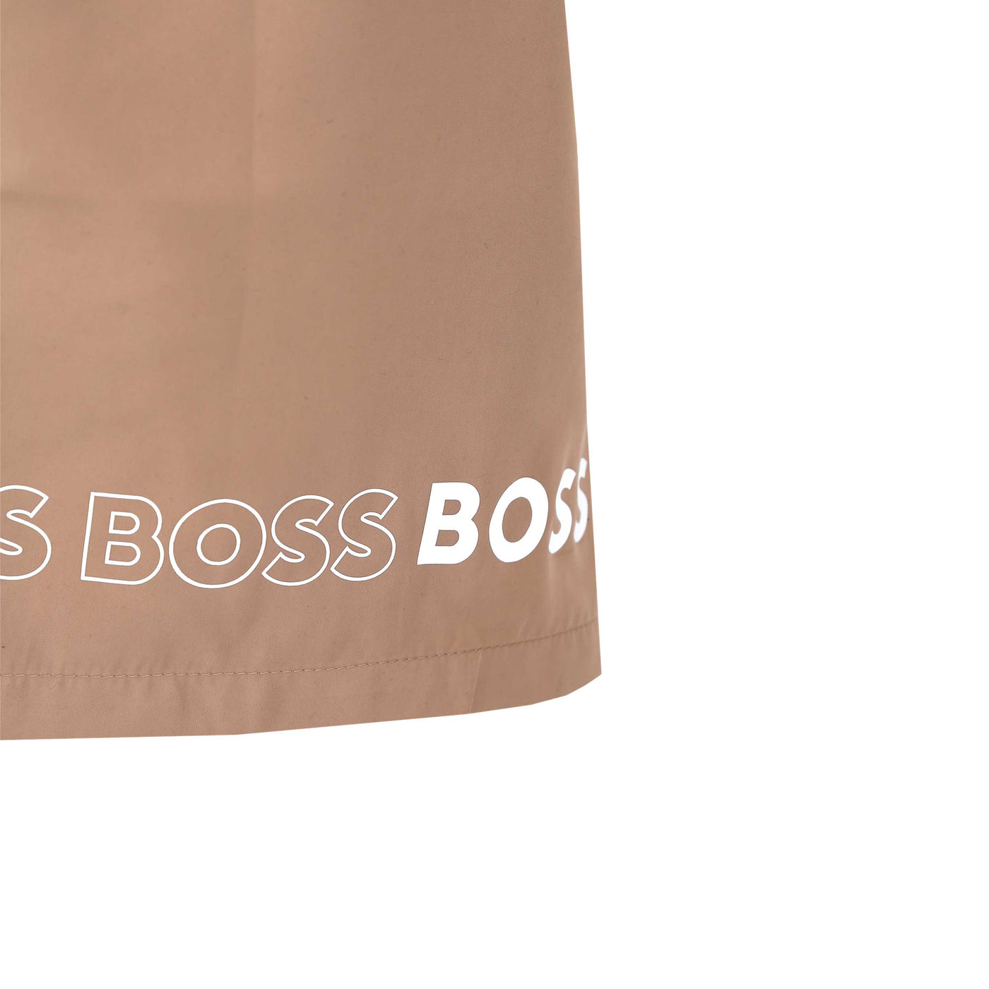 BOSS Dolphin Swim Short in Medium Beige Logo