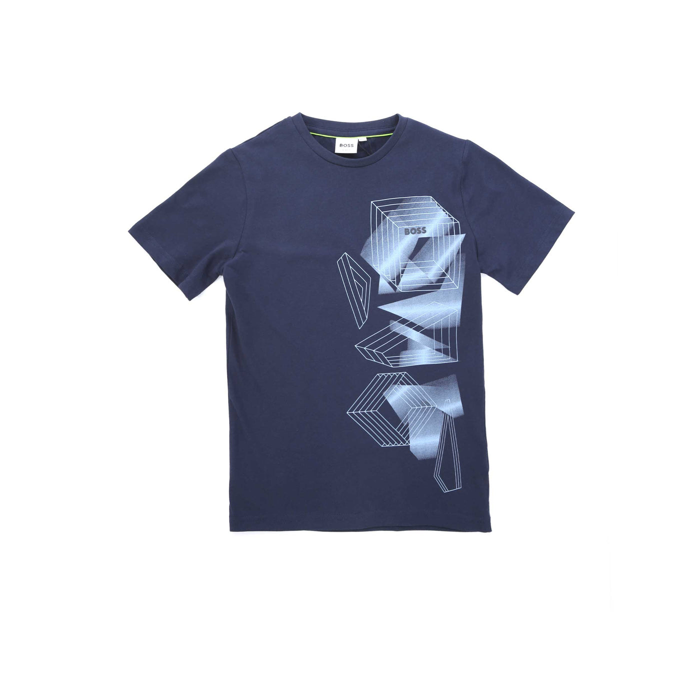 BOSS Kids Geometric Print T-Shirt in Navy