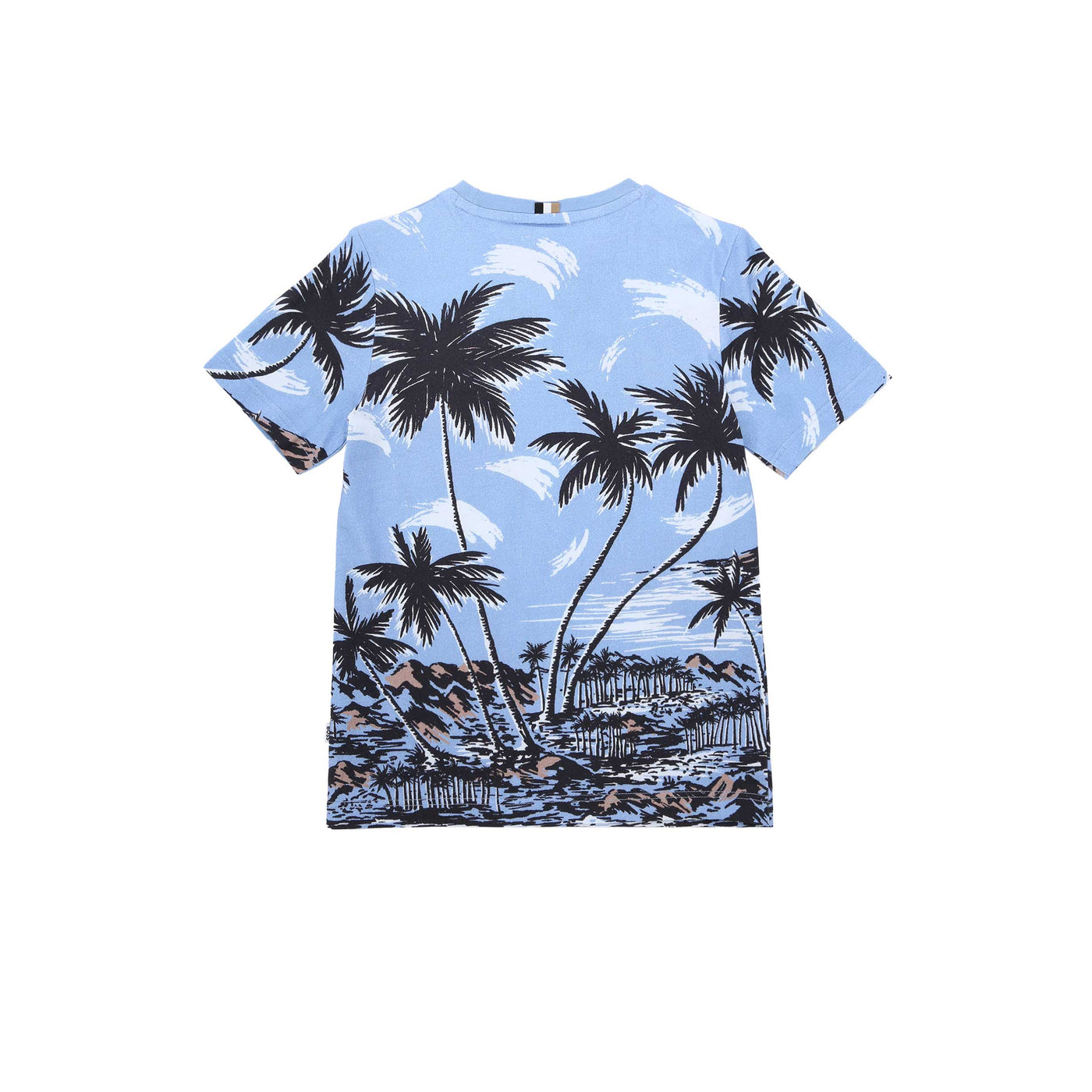 BOSS Kids Palm T-Shirt in Sky Blue Back