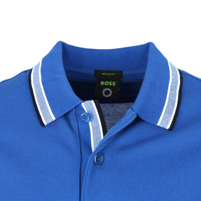 BOSS Paddy Polo Shirt in Bright Blue Placket