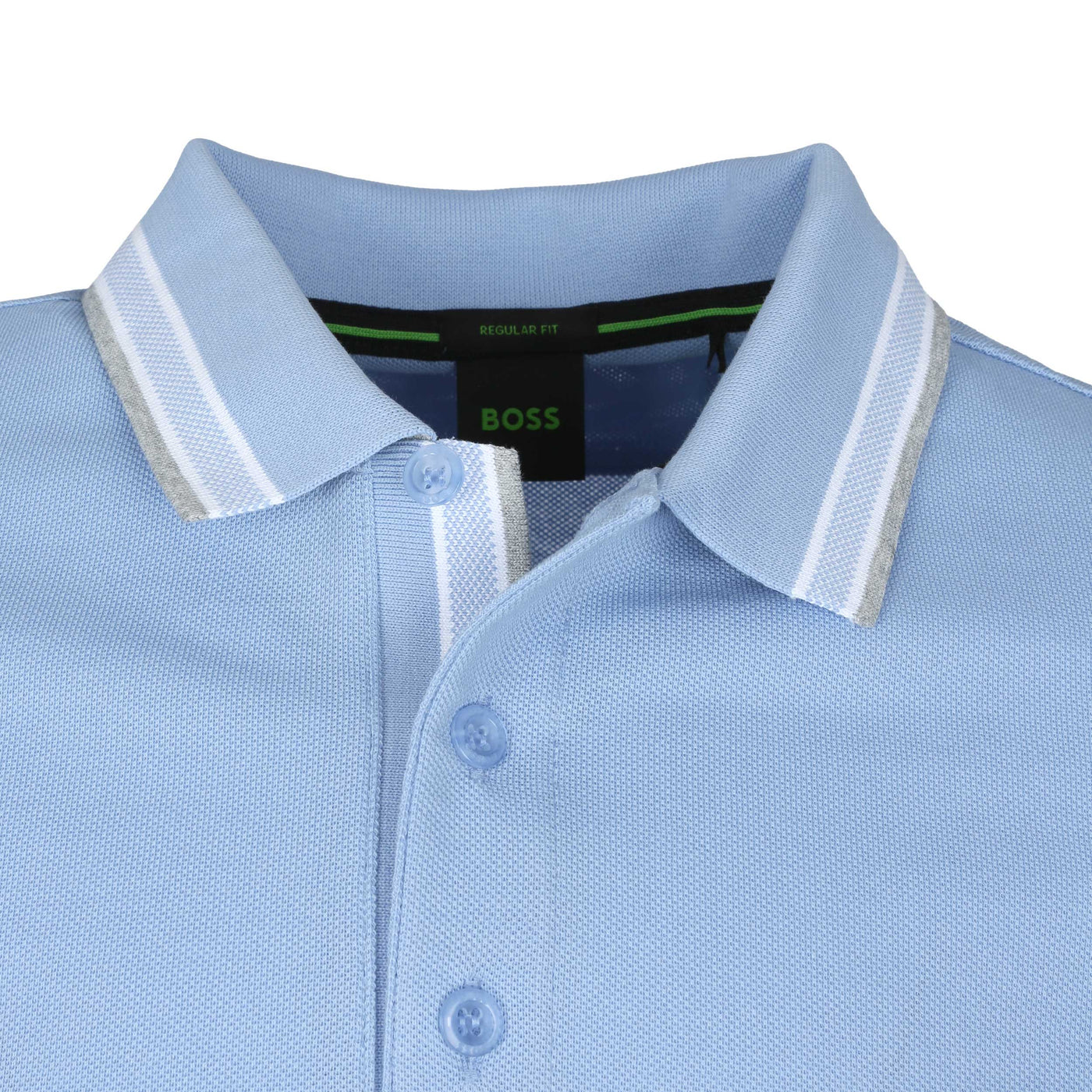 BOSS Paddy Polo Shirt in Sky Blue Placket