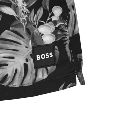 BOSS Salmon Swim Short in Black Logo