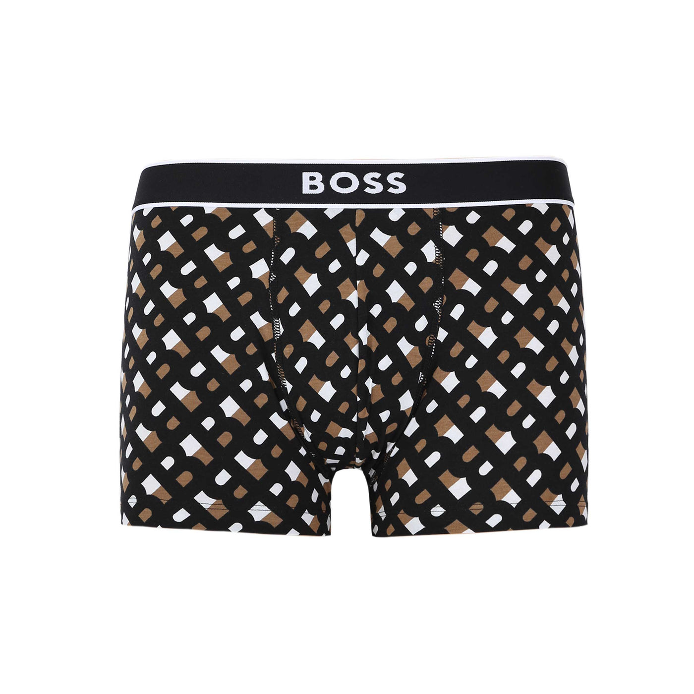 BOSS Trunk 24 Print Underwear in Black & Beige Mono