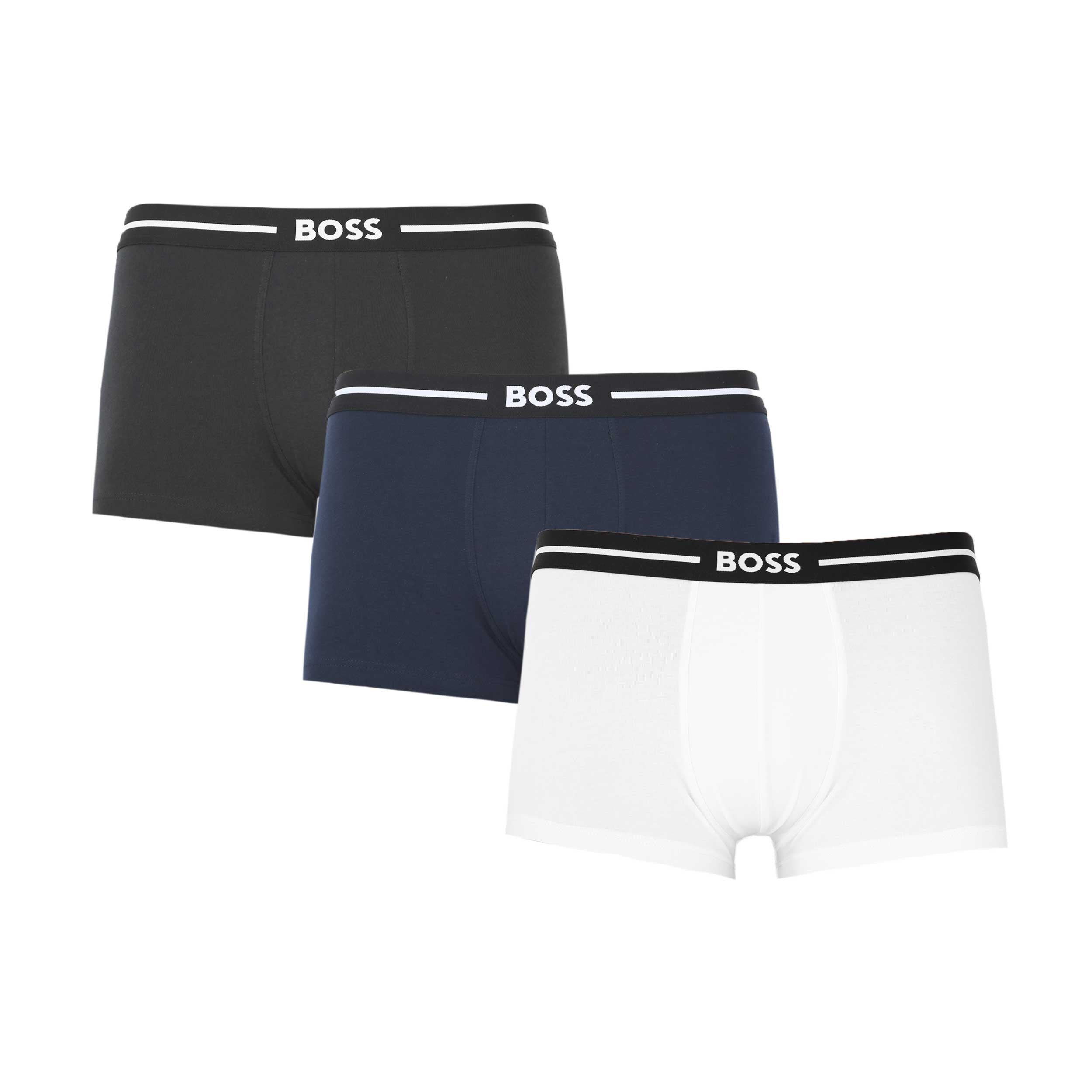 BOSS Trunk 3P Bold Underwear in Black, Navy & White BOSS Norton Barrie