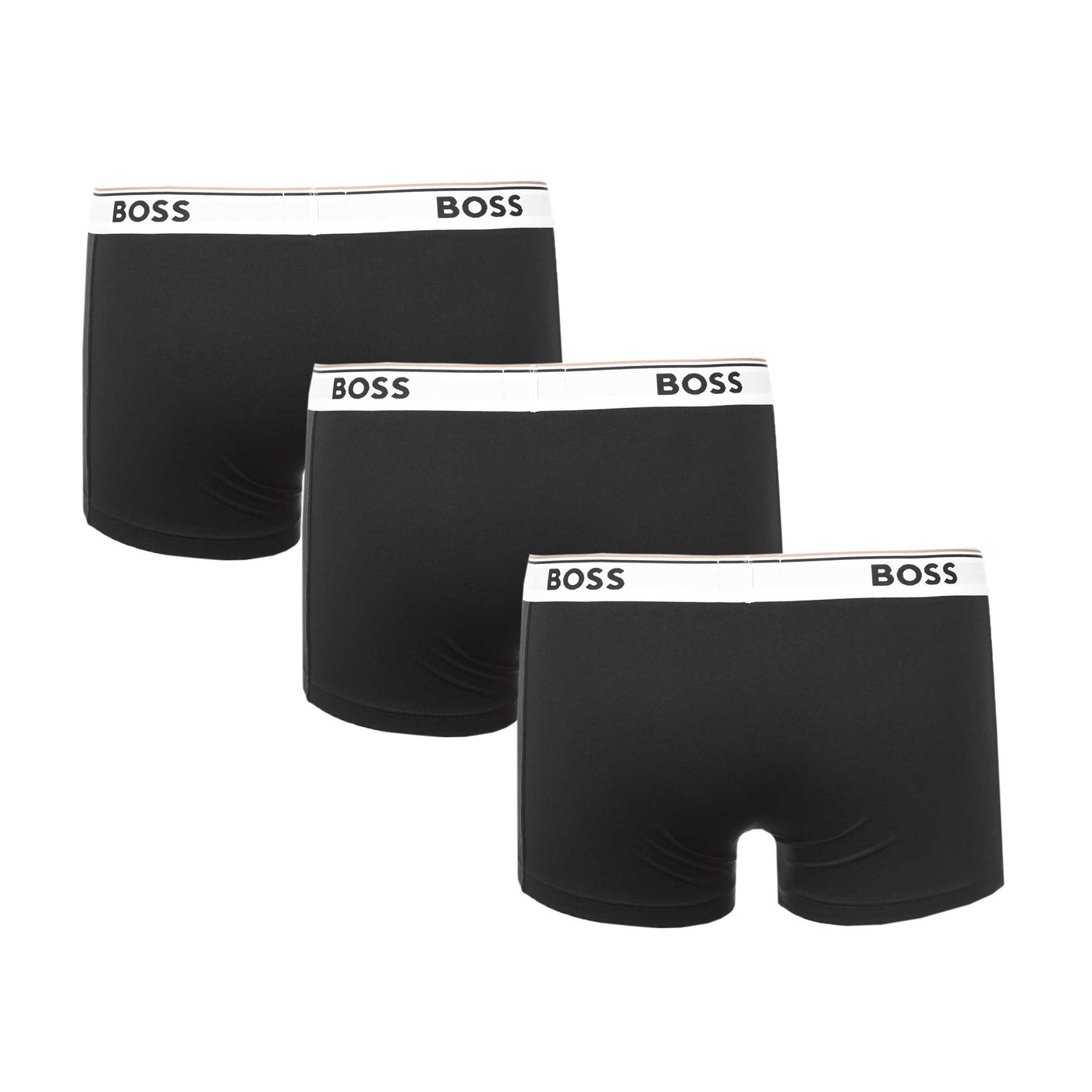 BOSS Trunk 3P Power Underwear in Black with White Band Back