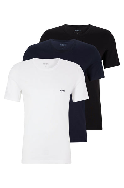 T-shirts BOSS Homme Lot De 3 | Coton 100% | Logo Brodé | Col Rond | Coupe Regular | Fabriqué Au Sri Lanka