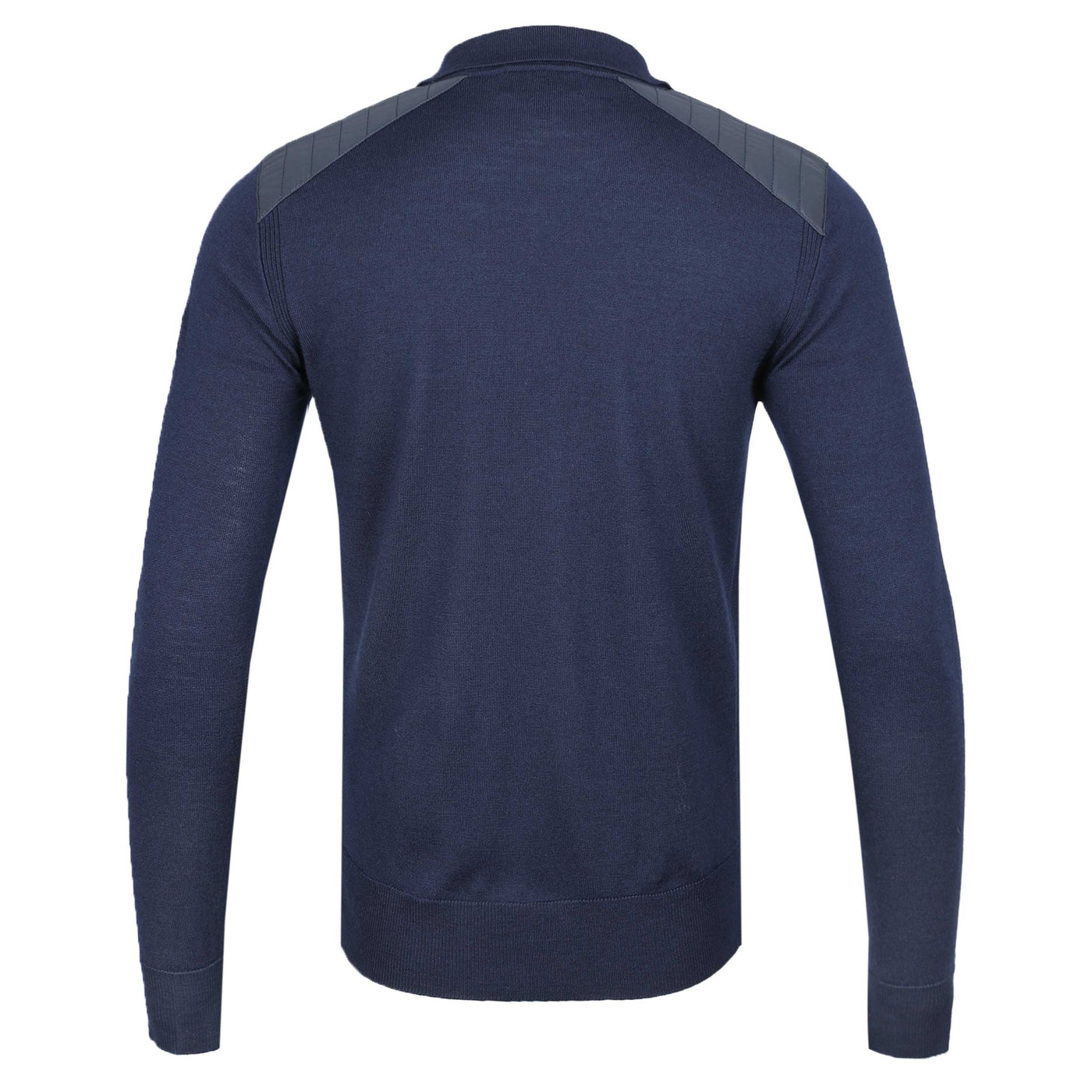 Belstaff Kirk Zip Polo Knitwear in Washed Navy Back