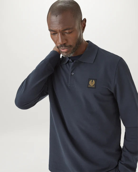 Belstaff Long Sleeve Polo Shirt in Dark Ink