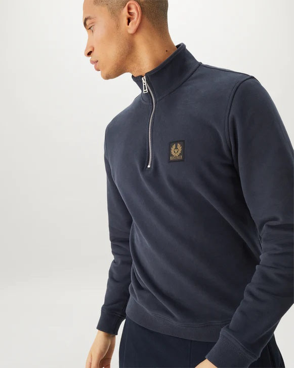 Belstaff Quarter Zip Sweat Top in Dark Ink