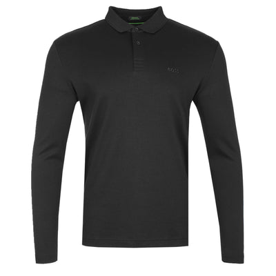 BOSS Pirol Long Sleeve Polo Shirt in Black