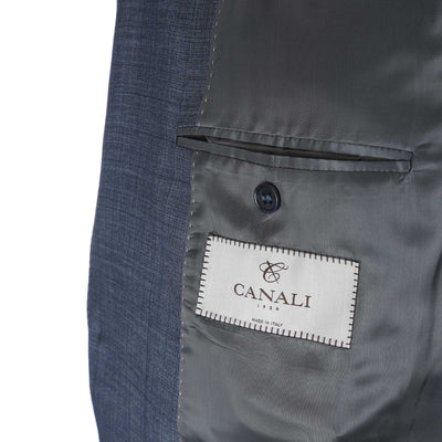 Canali Blue Grey Notch Lapel Suit in Denim Blue Branding