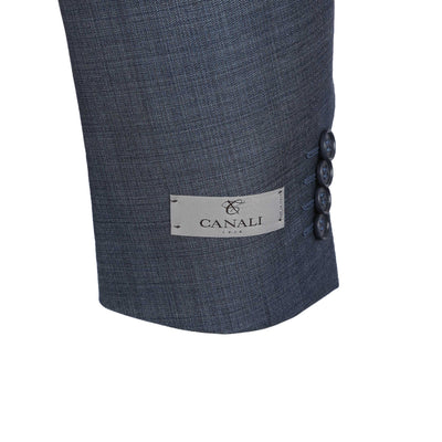 Canali Blue Grey Notch Lapel Suit in Denim Blue Cuff