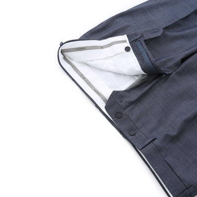 Canali Blue Grey Notch Lapel Suit in Denim Blue Fly