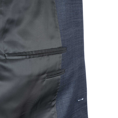 Canali Blue Grey Notch Lapel Suit in Denim Blue Inside Pocket