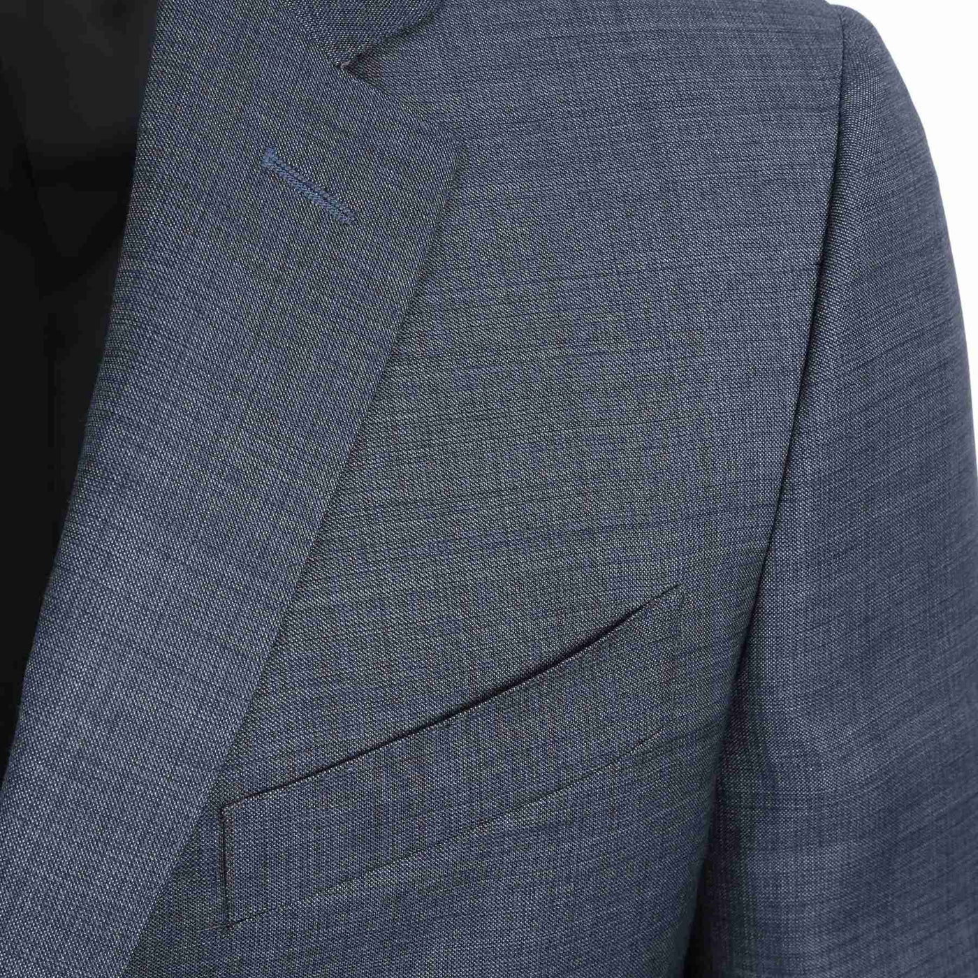 Canali Blue Grey Notch Lapel Suit in Denim Blue Lapel