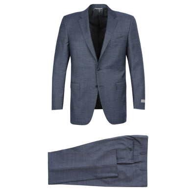 Canali Blue Grey Notch Lapel Suit in Denim Blue