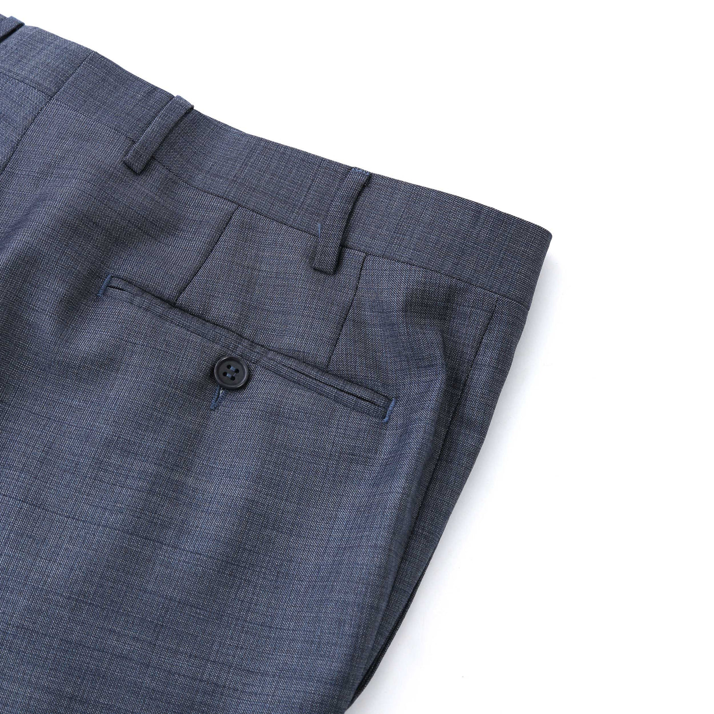 Canali Blue Grey Notch Lapel Suit in Denim Blue Seat Pocket