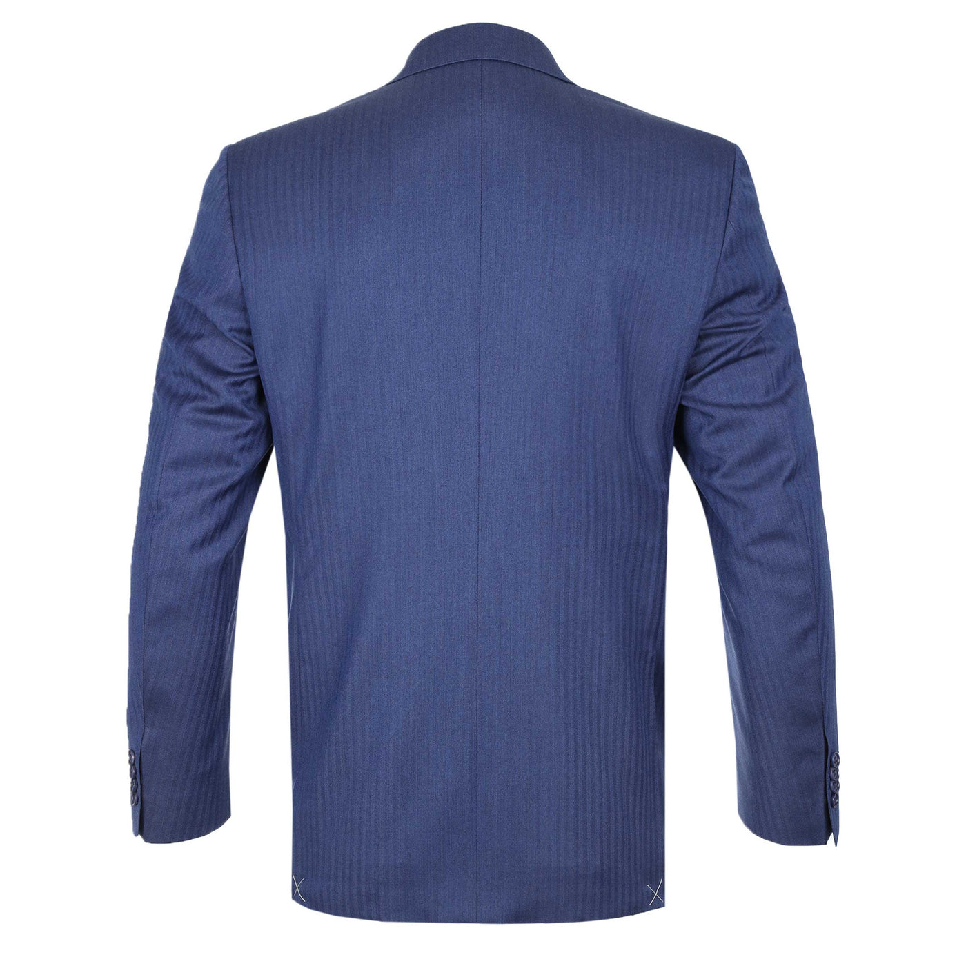 Canali Herringbone Notch Lapel Suit in Mid Blue Back